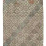 Damalı Modern Dizayn Geometrik Multi Renk Pamuk Üstü Yün El Dokuma Halı-149x282