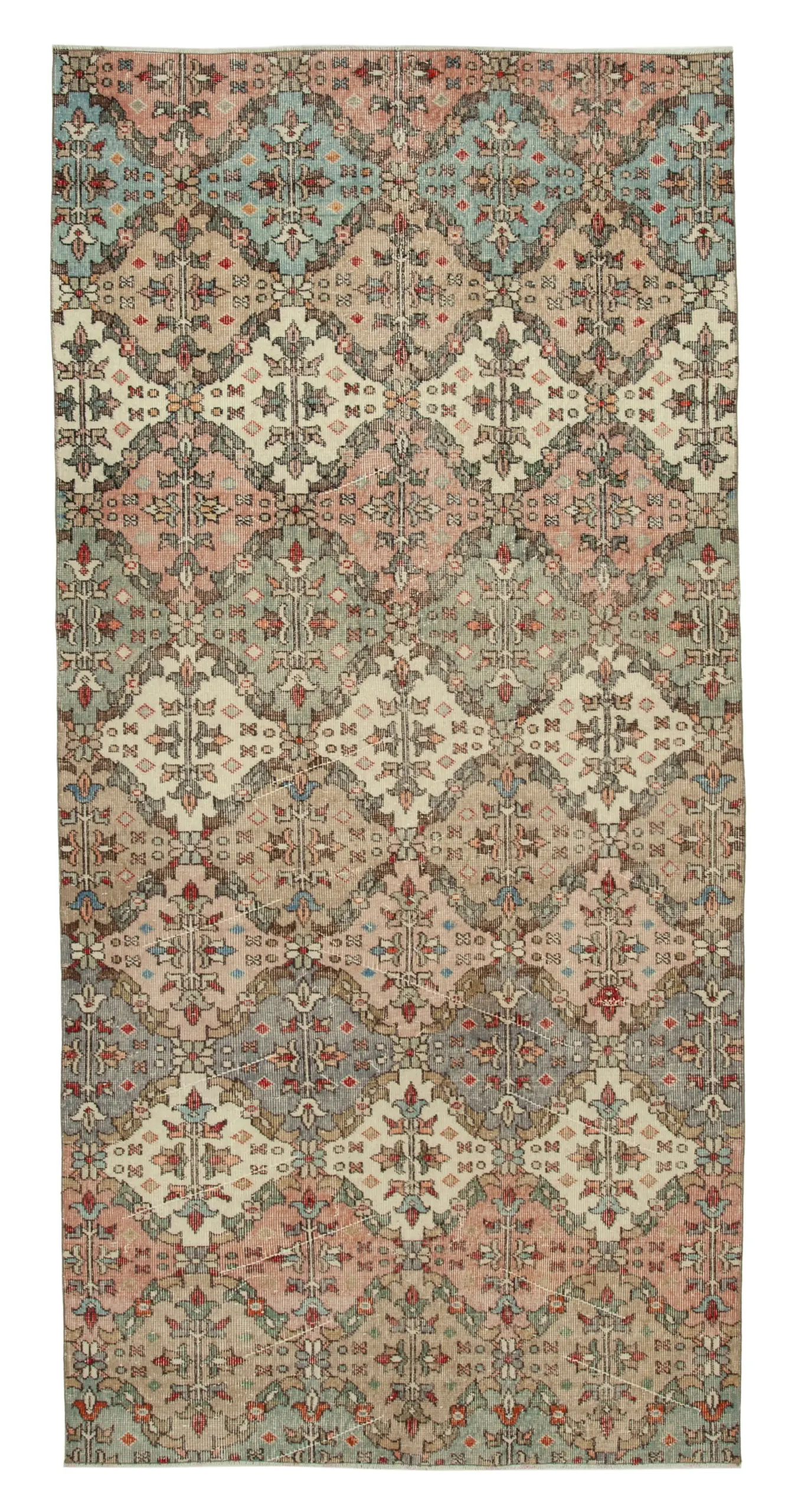 Rc_33129_0_Multicolor_Geometric_Rugs Damalı Modern Dizayn Geometrik Multi Renk Pamuk Üstü Yün El Dokuma Halı-137x285 - Görsel 1