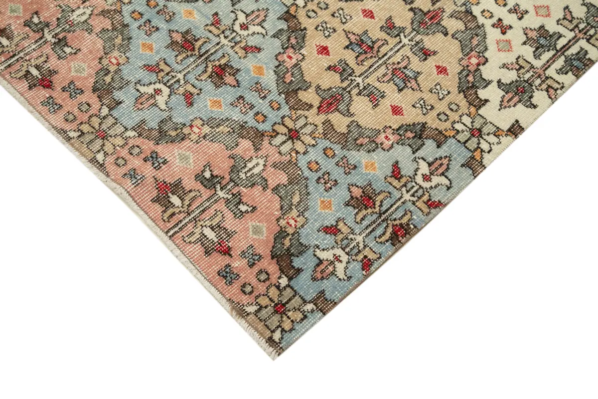 Damalı Modern Dizayn Geometrik Multi Renk Pamuk Üstü Yün El Dokuma Halı-137x285 - Görsel 4