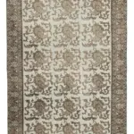 Damalı Modern Dizayn Geometrik Kahverengi Pamuk Üstü Yün El Dokuma Halı-204x290