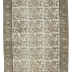 Damalı Modern Dizayn Geometrik Kahverengi Pamuk Üstü Yün El Dokuma Halı-207x295