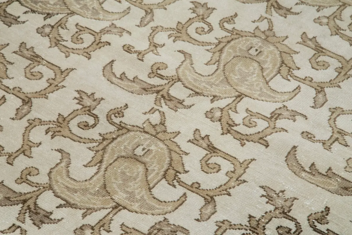 Damalı Modern Dizayn Geometrik Kahverengi Pamuk Üstü Yün El Dokuma Halı-207x295 - Görsel 5