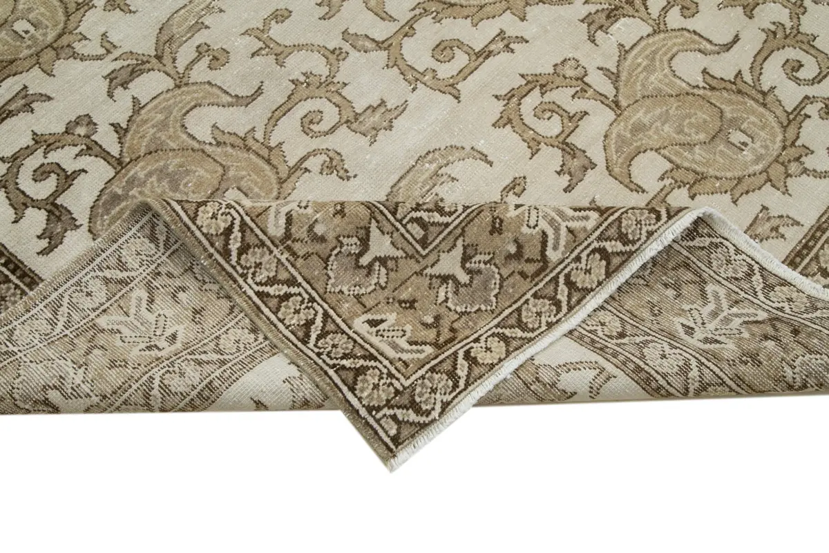 Damalı Modern Dizayn Geometrik Kahverengi Pamuk Üstü Yün El Dokuma Halı-207x295 - Görsel 6