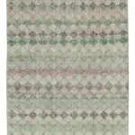 Damalı Modern Dizayn Geometrik Bej Pamuk Üstü Yün El Dokuma Halı-140x218