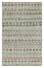 Damalı Modern Dizayn Geometrik Bej Pamuk Üstü Yün El Dokuma Halı-140x218