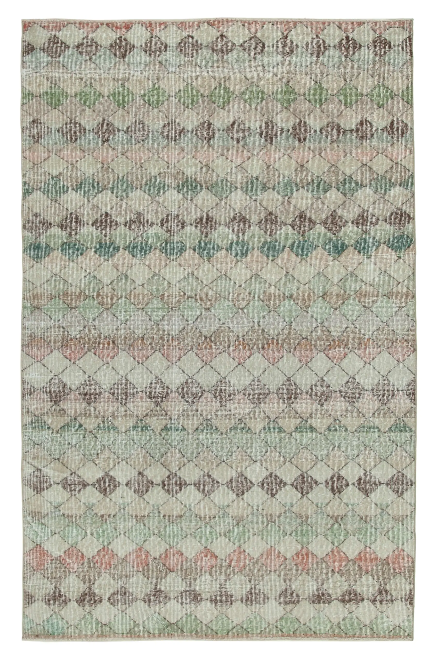 Rc_33133_0_Multicolor_Geometric_Rugs Damalı Modern Dizayn Geometrik Bej Pamuk Üstü Yün El Dokuma Halı-140x218 - Görsel 1