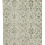 Damalı Modern Dizayn Geometrik Bej Pamuk Üstü Yün El Dokuma Halı-173x275