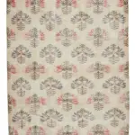 Damalı Modern Dizayn Geometrik Sarı Pamuk Üstü Yün El Dokuma Halı-172x259