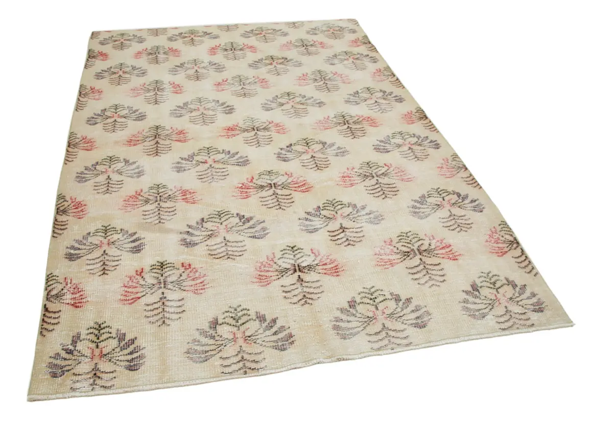 Damalı Modern Dizayn Geometrik Sarı Pamuk Üstü Yün El Dokuma Halı-172x259 - Görsel 2