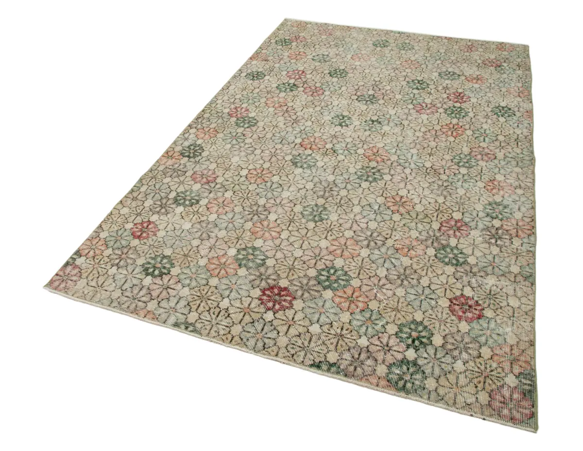 Damalı Modern Dizayn Geometrik Multi Renk Pamuk Üstü Yün El Dokuma Halı-162x260 - Görsel 3