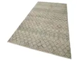 Damalı Modern Dizayn Geometrik Bej Pamuk Üstü Yün El Dokuma Halı-142x287 - Görsel 3