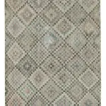 Damalı Modern Dizayn Geometrik Bej Pamuk Üstü Yün El Dokuma Halı-162x268