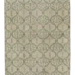 Damalı Modern Dizayn Geometrik Bej Pamuk Üstü Yün El Dokuma Halı-161x292