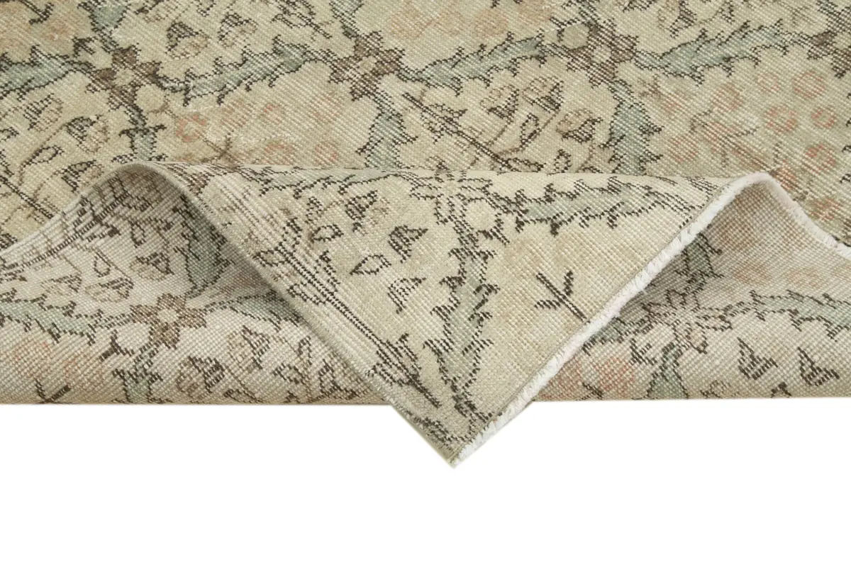 Damalı Modern Dizayn Geometrik Bej Pamuk Üstü Yün El Dokuma Halı-161x292 - Görsel 6
