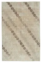 Damalı Modern Dizayn Geometrik Bej Pamuk Üstü Yün El Dokuma Halı-164x255