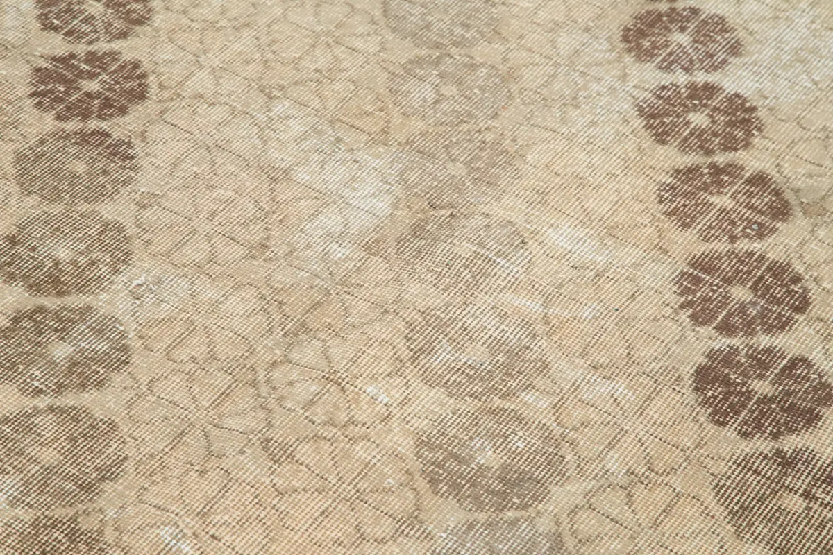 Damalı Modern Dizayn Geometrik Bej Pamuk Üstü Yün El Dokuma Halı-164x255 - Görsel 5