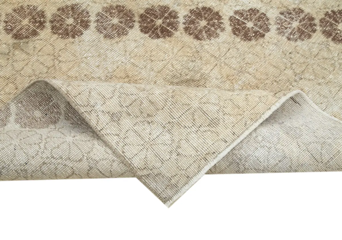 Damalı Modern Dizayn Geometrik Bej Pamuk Üstü Yün El Dokuma Halı-164x255 - Görsel 6