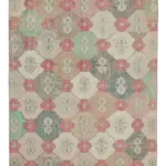 Damalı Modern Dizayn Geometrik Multi Renk Pamuk Üstü Yün El Dokuma Halı-135x272