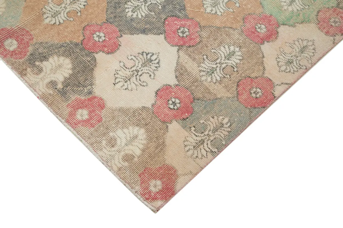 Damalı Modern Dizayn Geometrik Multi Renk Pamuk Üstü Yün El Dokuma Halı-135x272 - Görsel 4