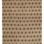 Damalı Modern Dizayn Geometrik Kırmızı Pamuk Üstü Yün El Dokuma Halı-176x284