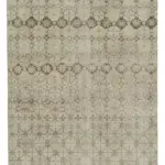 Damalı Modern Dizayn Geometrik Bej Pamuk Üstü Yün El Dokuma Halı-162x286