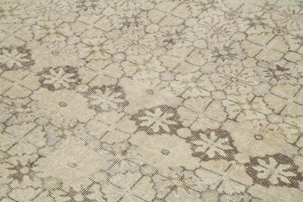 Damalı Modern Dizayn Geometrik Bej Pamuk Üstü Yün El Dokuma Halı-162x286 - Görsel 5