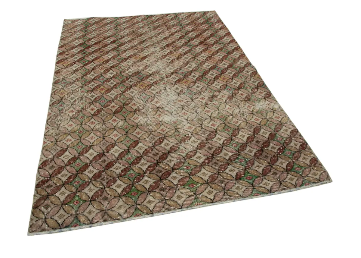 Damalı Modern Dizayn Geometrik Multi Renk Pamuk Üstü Yün El Dokuma Halı-150x216 - Görsel 2