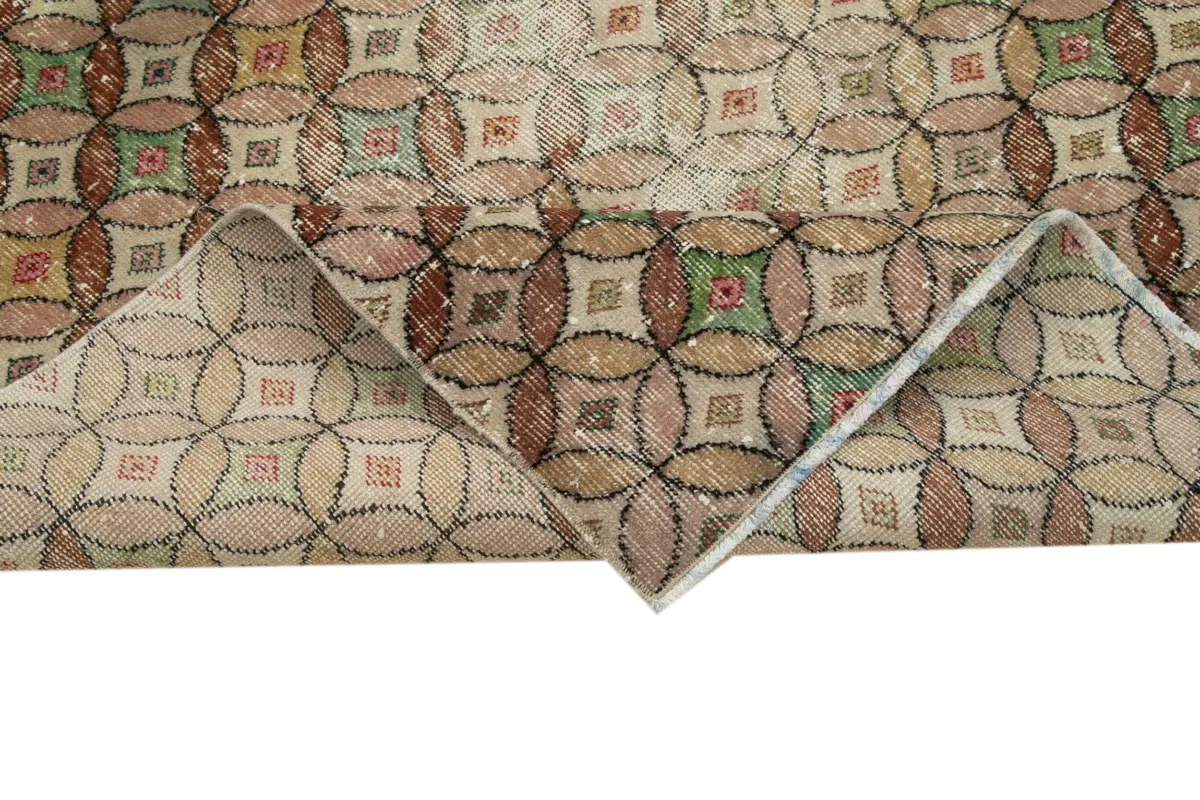 Damalı Modern Dizayn Geometrik Multi Renk Pamuk Üstü Yün El Dokuma Halı-150x216 - Görsel 6