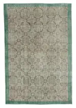 Damalı Modern Dizayn Geometrik Bej Pamuk Üstü Yün El Dokuma Halı-210x308