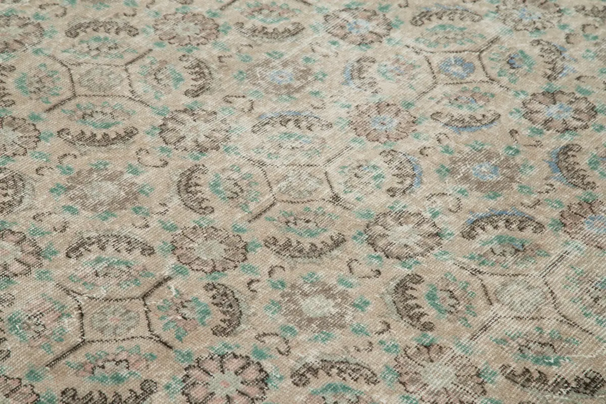 Damalı Modern Dizayn Geometrik Bej Pamuk Üstü Yün El Dokuma Halı-210x308 - Görsel 5