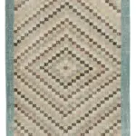 Damalı Modern Dizayn Geometrik Bej Pamuk Üstü Yün El Dokuma Halı-142x261