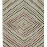 Damalı Modern Dizayn Geometrik Bej Pamuk Üstü Yün El Dokuma Halı-166x294