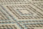 Damalı Modern Dizayn Geometrik Bej Pamuk Üstü Yün El Dokuma Halı-142x349 - Görsel 5