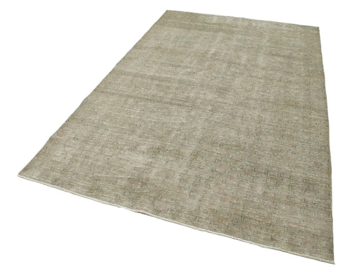 Damalı Modern Dizayn Geometrik Bej Pamuk Üstü Yün El Dokuma Halı-157x262 - Görsel 3