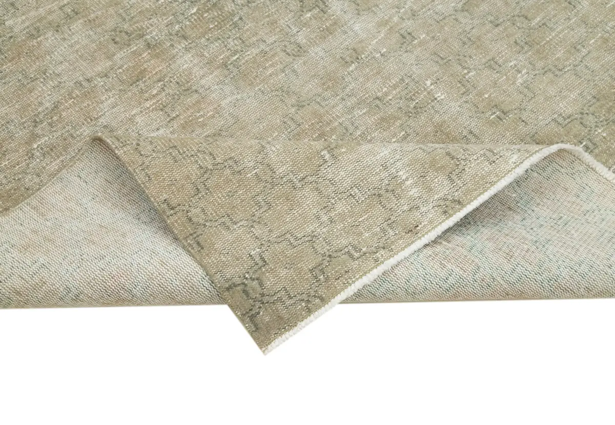 Damalı Modern Dizayn Geometrik Bej Pamuk Üstü Yün El Dokuma Halı-157x262 - Görsel 6