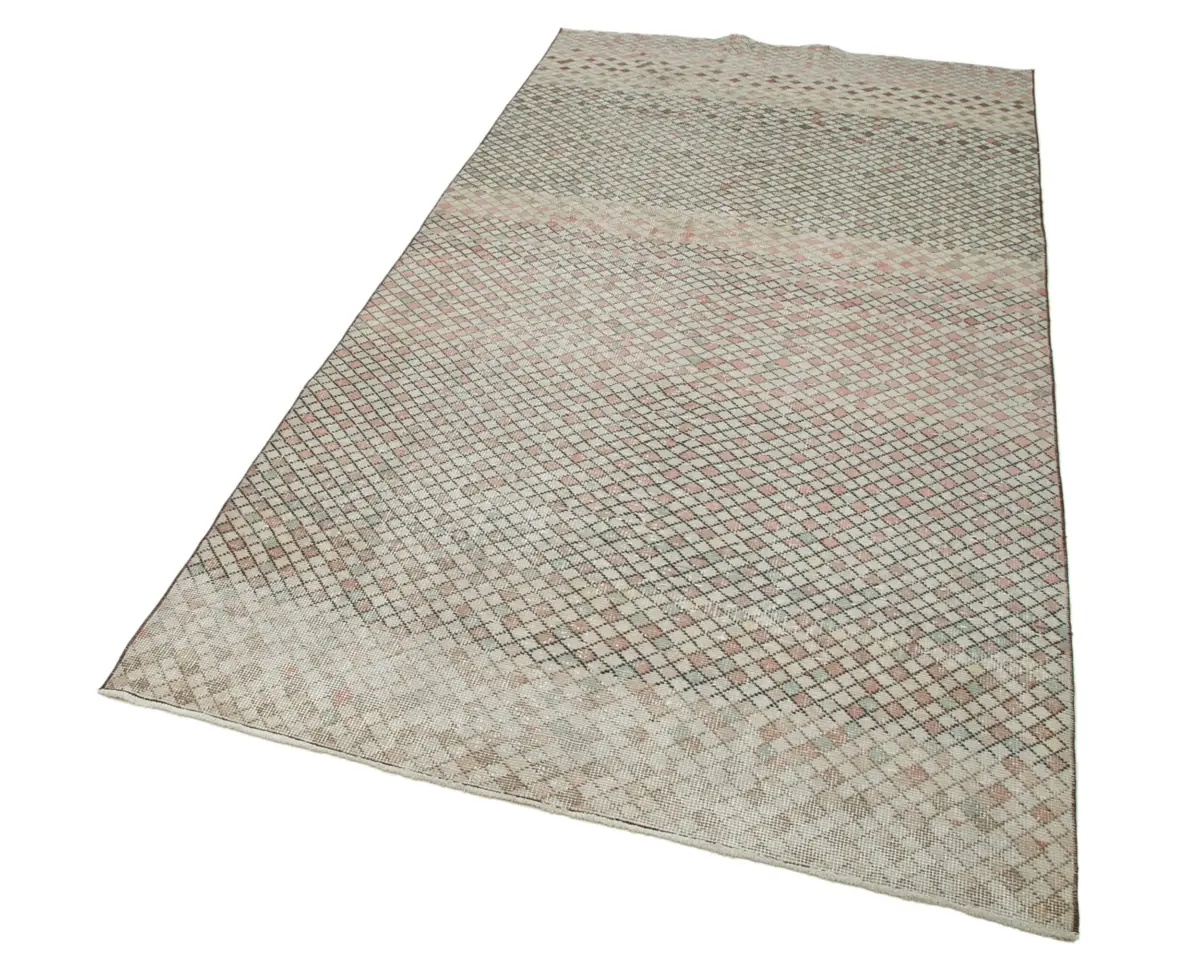 Damalı Modern Dizayn Geometrik Multi Renk Pamuk Üstü Yün El Dokuma Halı-138x277 - Görsel 3