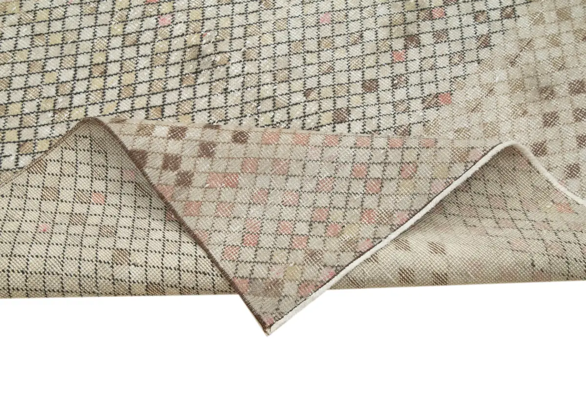 Damalı Modern Dizayn Geometrik Multi Renk Pamuk Üstü Yün El Dokuma Halı-138x277 - Görsel 6