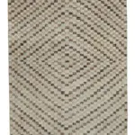 Damalı Modern Dizayn Geometrik Bej Pamuk Üstü Yün El Dokuma Halı-163x300