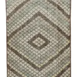 Damalı Modern Dizayn Geometrik Multi Renk Pamuk Üstü Yün El Dokuma Halı-115x303