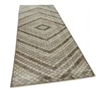 Damalı Modern Dizayn Geometrik Multi Renk Pamuk Üstü Yün El Dokuma Halı-115x303 - Görsel 2