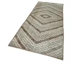 Damalı Modern Dizayn Geometrik Multi Renk Pamuk Üstü Yün El Dokuma Halı-115x303 - Görsel 3