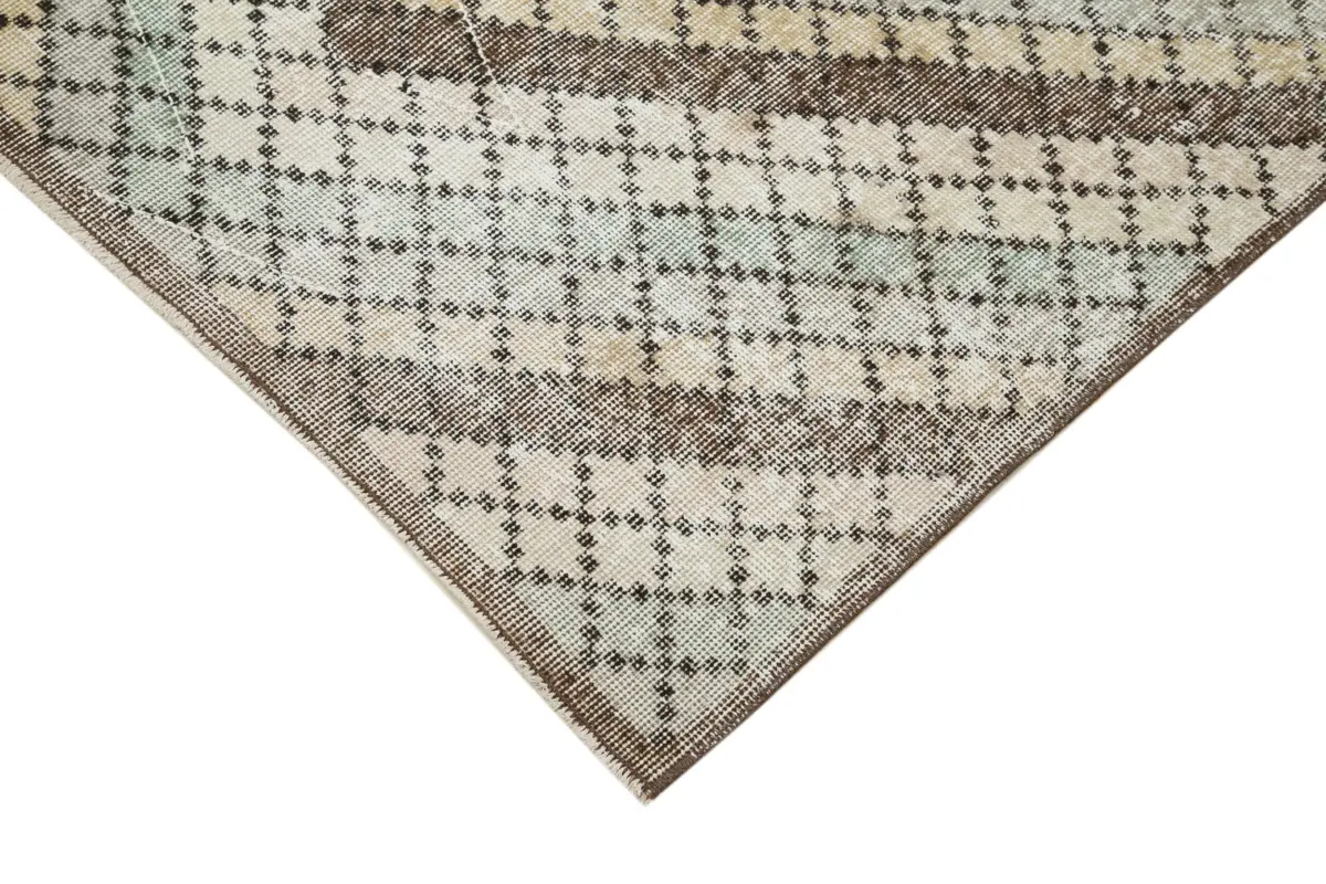 Damalı Modern Dizayn Geometrik Multi Renk Pamuk Üstü Yün El Dokuma Halı-115x303 - Görsel 4