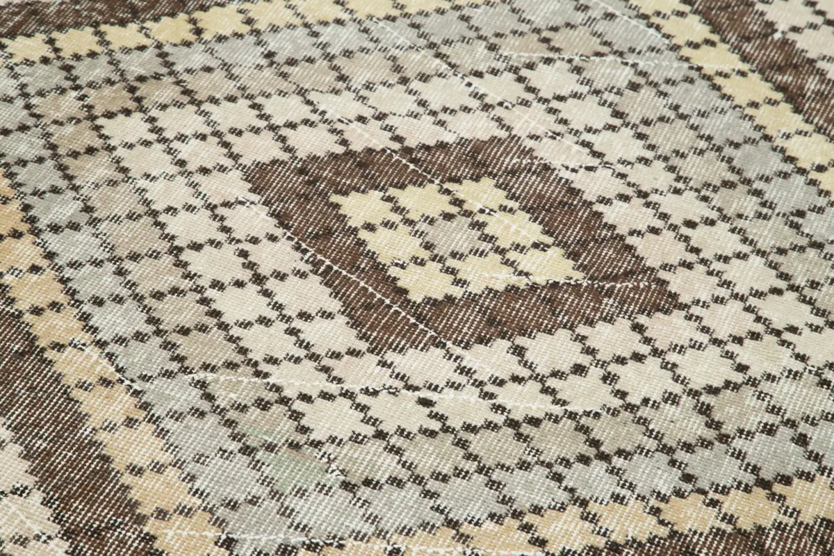 Damalı Modern Dizayn Geometrik Multi Renk Pamuk Üstü Yün El Dokuma Halı-115x303 - Görsel 5