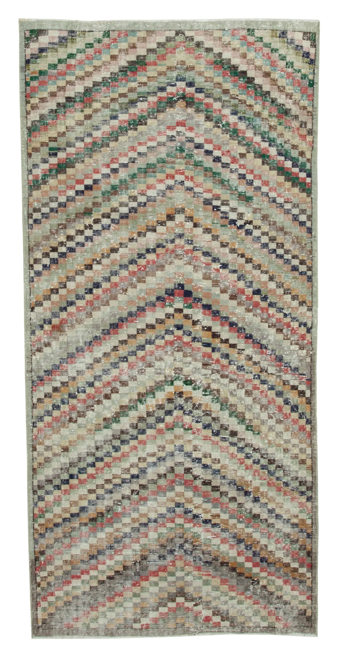 Rc_33200_0_Multicolor_Geometric_Rugs Damalı Modern Dizayn Geometrik Multi Renk Pamuk Üstü Yün El Dokuma Halı-137x278 - Görsel 1