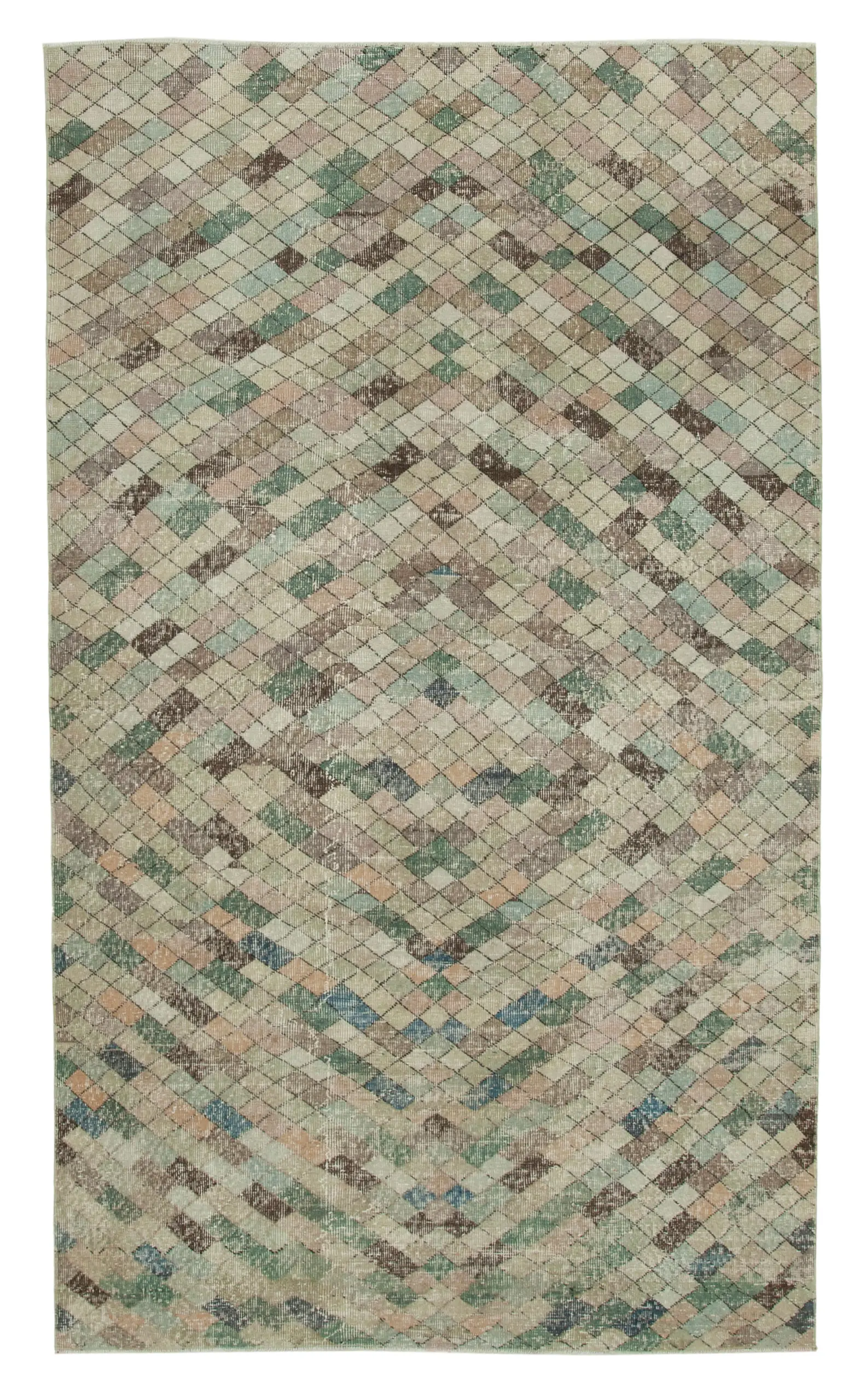 Rc_33202_0_Multicolor_Geometric_Rugs Damalı Modern Dizayn Geometrik Multi Renk Pamuk Üstü Yün El Dokuma Halı-163x280 - Görsel 1