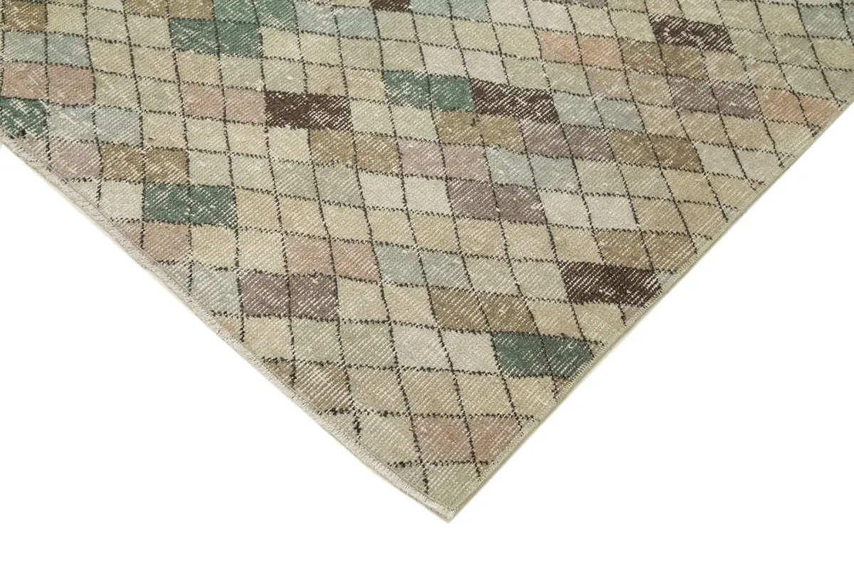 Damalı Modern Dizayn Geometrik Multi Renk Pamuk Üstü Yün El Dokuma Halı-163x280 - Görsel 4