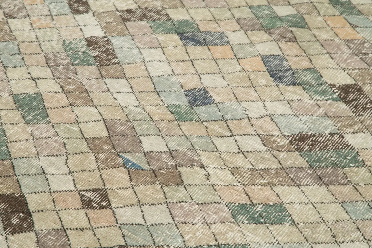 Damalı Modern Dizayn Geometrik Multi Renk Pamuk Üstü Yün El Dokuma Halı-163x280 - Görsel 5