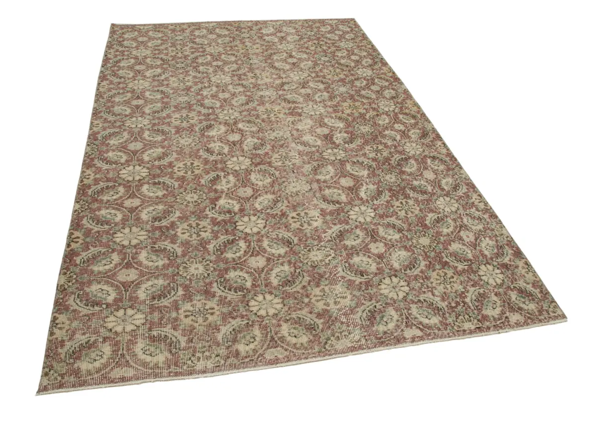 Damalı Modern Dizayn Geometrik Kırmızı Pamuk Üstü Yün El Dokuma Halı-165x263 - Görsel 2