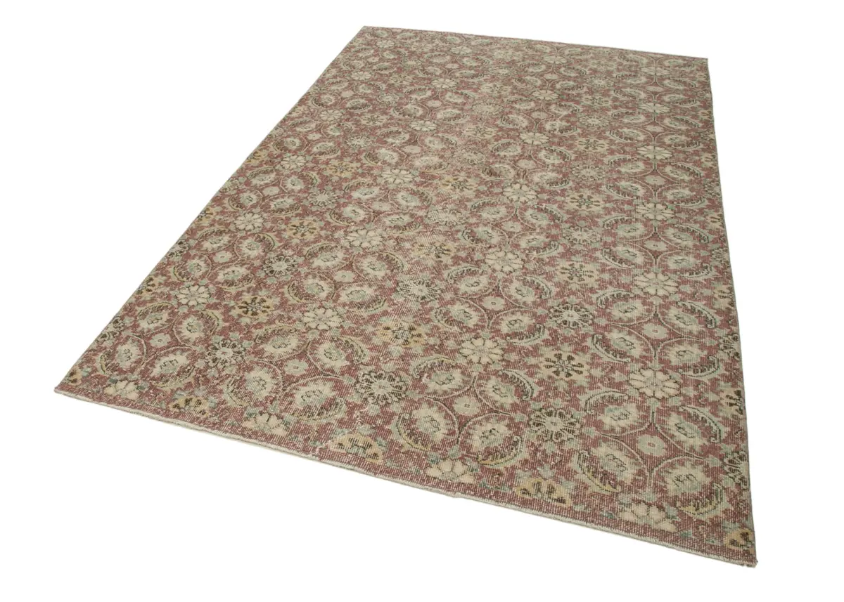 Damalı Modern Dizayn Geometrik Kırmızı Pamuk Üstü Yün El Dokuma Halı-165x263 - Görsel 3