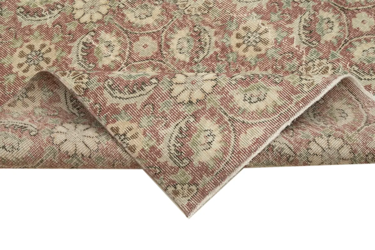 Damalı Modern Dizayn Geometrik Kırmızı Pamuk Üstü Yün El Dokuma Halı-165x263 - Görsel 6